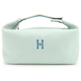 Hermès HERMES Bride A Brac GM Borsa e Pochette in Tela e Pelle Azzurro Blu Blu chiaro