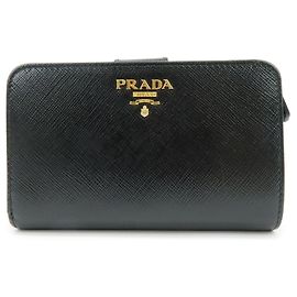 Cartera compacta bi-fold PRADA de piel Saffiano Negra 1ML225 Negro