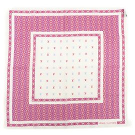 Louis Vuitton Monogram Cotton 100% Scarf Handkerchief Multicolor Pink Weiß