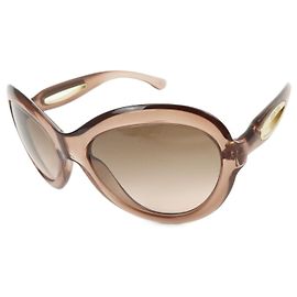 Óculos de sol JIMMY CHOO Plastic Oval Cat Eye Transparent Brown Marrom
