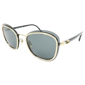 CHANEL Plastic Sunglasses Black Gold 56□17 140 3N 4264 Black Golden