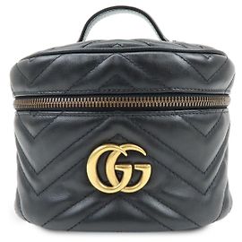 GUCCI GG Marmont Leather Backpack Rucksack Black 598594 Black