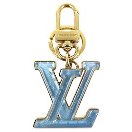 Louis Vuitton LV Gloss Metal Key Ring Bag Charm Blue M02590 Blu