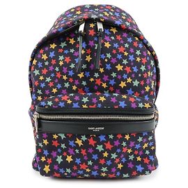 Autre Marque SAINT LAURENT PARIS Mochila City Canvas Leather Backpack Star Pattern 508548 Negro