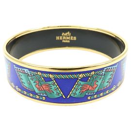 Hermès HERMES Email GM Bracciale Rigido Placcato Oro Blu Multicolor Multicolore