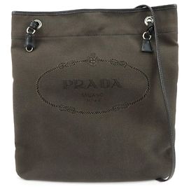 Bolsa de ombro e bolsa tiracolo em couro jacquard com logótipo PRADA Castanho escuro Marrom