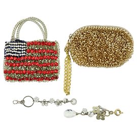 Autre Marque ANTEPRIMA Set di 4 pochette e charm per borsa in PVC Wire Silver Gold Argento