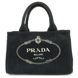 PRADA Sac à main 2Way Mini Canvas Canapa avec logo Triangle Noir 1BG439 Noir