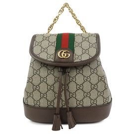 GUCCI Ophidia Sherry GG Supreme Leather Backpack Rucksack 795221 Brown Beige