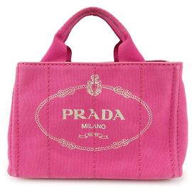 Bolso tote mini PRADA Triangle Logo Canapa Canvas Rosa BN2439 Rosa