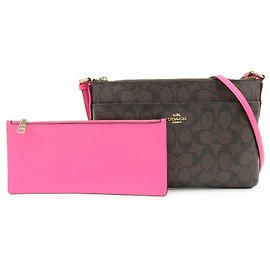 Borsa a tracolla e borsa a spalla COACH Signature PVC Leather Marrone Rosa Marrone Rosa