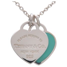 Tiffany & Co Return to Tiffany Mini Double Heart Tag Necklace SV925 Silvery