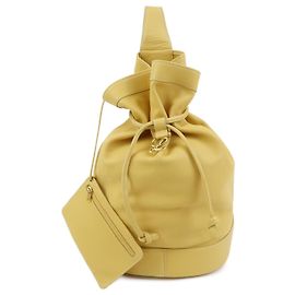 LOEWE Anton Anagram Leather Shoulder Bag Backpack Rucksack Mustard Yellow