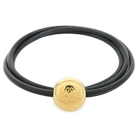 LOEWE Anagram Leather Pebble Bracelet Black Black
