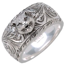 Anillo GUCCI Interlocking G Arabesque Cat Head SV925 Silver #15 US7 Plata