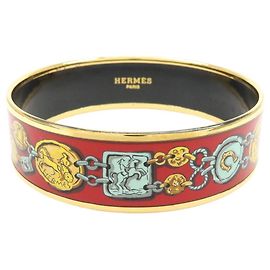 Hermès Bracciale Rigido HERMES Email GM Plated Red Gold Rosso D'oro