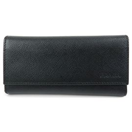 PRADA Porte-clés 6 anneaux en cuir Saffiano Noir Noir