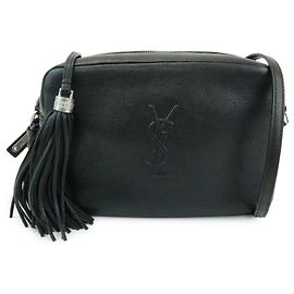 Autre Marque SAINT LAURENT PARIS Bolsa de Ombro em Couro Lou Cassandra com Borla Preta Preto