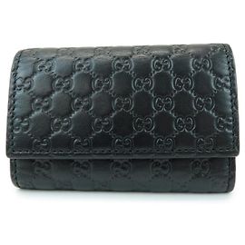 GUCCI Microguccissima Leather 6 Ring Key Case Key Holder Black Black