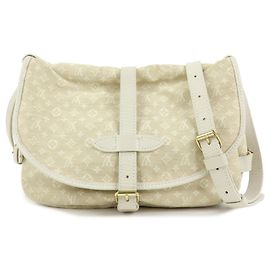 Louis Vuitton Monogram Mini Lin Saumur 30 Shoulder Bag Dune M95314 White
