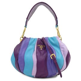 Borsa a tracolla e borsa a mano 2Way in pelle con logo PRADA Viola Blu Turchese Blu Porpora