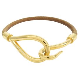 Hermès Pulseira de Couro HERMES Jumbo Choker Castanho Dourado Marrom Dourado