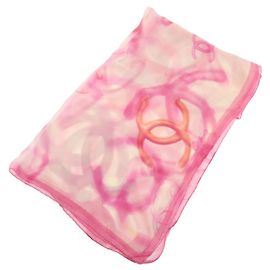 Sciarpa CHANEL COCO Mark 100% seta Rosa Rosa