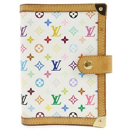 Louis Vuitton Monogram Multicolor Agenda PM Planner Cover Blanc R20896 Blanco