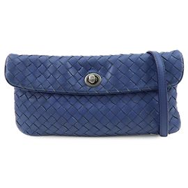 BOTTEGA VENETA Borsa a tracolla e a spalla in pelle Intrecciato Blu Blu