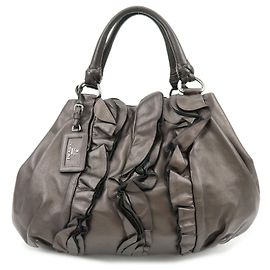 PRADA Shopper aus gerafftem Nappaleder Braun Braun