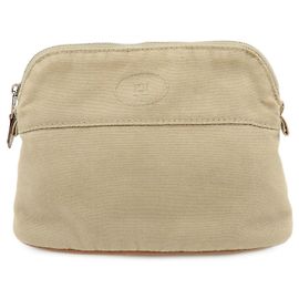 Hermès HERMES Bolide Mini Bolso de Lona de Algodón y Cuero Beige Beige