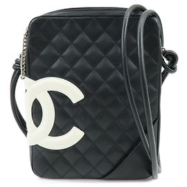 CHANEL Cambon Line Lambskin Medium Pochette Shoulder Bag A25178 Black