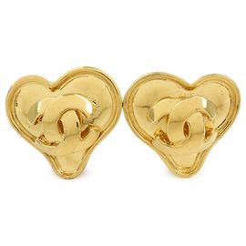 Boucles d'oreilles clips cœur CHANEL COCO Mark plaqué or doré Doré