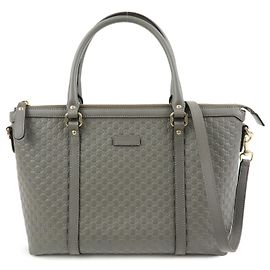 GUCCI Microguccissima Leder 2Way Bag Handtasche Grey 449656 Grau