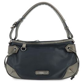 Bolsa de Ombro e Bolsa de Mão BURBERRY em Nylon e Couro com Logótipo Preto Bronze Marrom