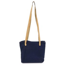 Hermès HERMES Amedaba Cabas de Poche Borsa Tote in Tela di Cotone e Pelle Navy Blu