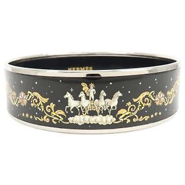 Hermès Bracciale HERMES Email GM Plated Horse Bangle Nero Argento Nero Argento