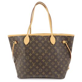 Bolsa de Ombro Tote Louis Vuitton Monogram Neverfull MM Brown M40156 Marrom