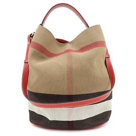 Bolsa de Mão e Ombro 2Way Burberry Nova Plaid Canvas Leather Bege Bege