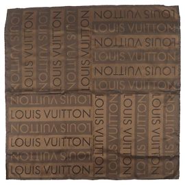 Écharpe Louis Vuitton Logo Pattern 100% Soie Marron 70×70 Marron