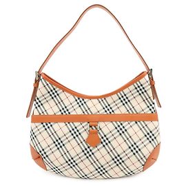 Borsa a tracolla BURBERRY Nova Plaid in tela e pelle Beige Beige