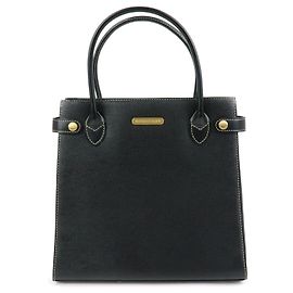 BURBERRY Borsa a mano e tote bag in pelle Nova Plaid Nera Nero