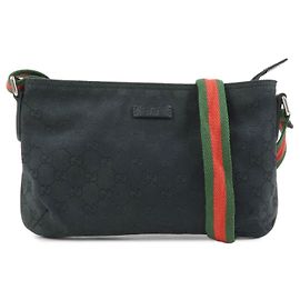 Borsa a tracolla GUCCI Sherry GG Canvas e pelle Nera 189749 Nero