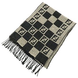 FENDI Zucca FF Logo Acryl-Wollschal Beige Schwarz Schwarz Beige