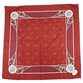 Cachecol GUCCI 100% Seda Double G Horseshoe Bordeaux White Blue Branco Azul Roxo