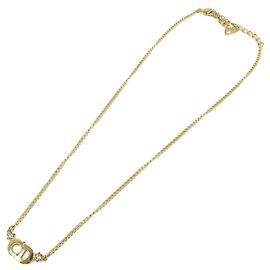 Colar Christian Dior CD Logo em metal e strass Dourado Dourado