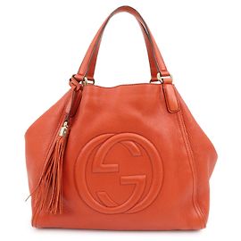 Sac cabas GUCCI SOHO Interlocking G en cuir Sac à main Orange 282309 Orange