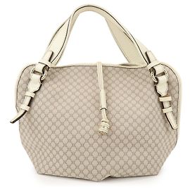 Céline CELINE Macadam Bittersweet Canvas Leather Shoulder Bag Beige Ivory Beige Cream