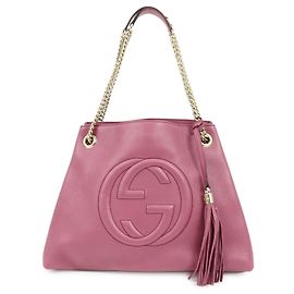 GUCCI SOHO Interlocking G Leather Chain Shoulder Bag Purple 308982 Purple