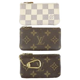 Louis Vuitton Set of 3 Monogram Damier Azur Canvas Pochette Cles Brown